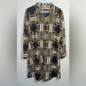 Long Sleeve Tunic Blouse Mini Dress Point Collar Size 8 US